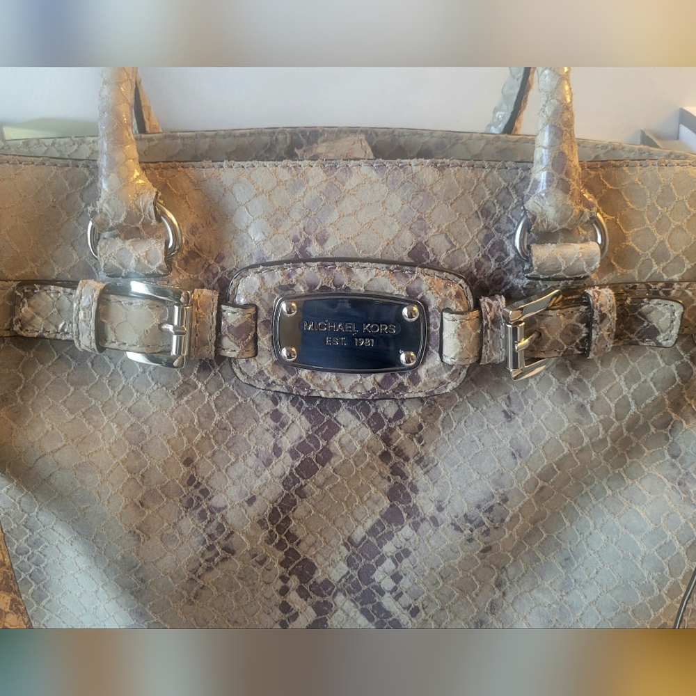 Michael Kors Grey & Silver Python Large Satchel - image 2